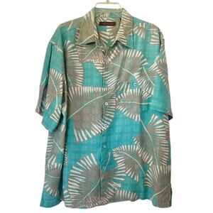 Tori Richard Men's Short Sleeve Hawaiian Tropical Silk Dress Shirt Size XL